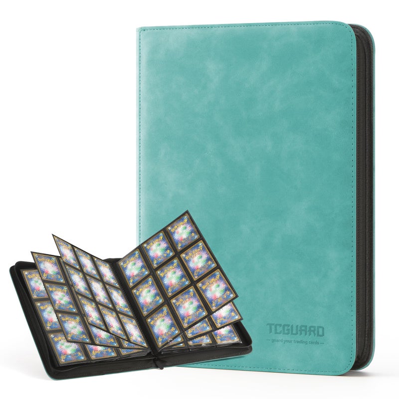 TCGUARD Trading Card Binder  9 Side Loading Pocket Card Album Hold Up to 540 Cards  Zipper Binder for Cards Collection  TCG Card Holder for Game Card  Sports Card  Yugioh  MTG etc.(Green) - Image 1
